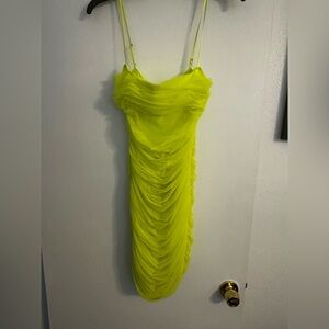 Elegant Yellow Ruched Dress